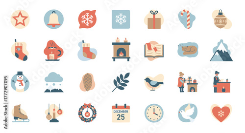 travel and tourism icons, Christmas Icon Set