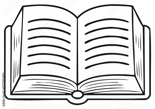 Open Book Illustration with Pages and Spine for Reading or Learning Graphic Vector Outlines for Textbook or Notebook