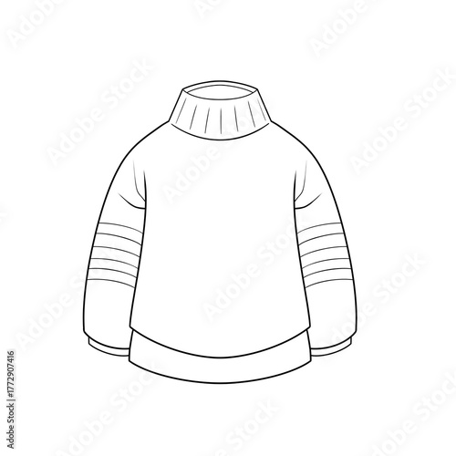Fotografia Think wooly jumper with a turtle neck clip art hand drawn black and white
