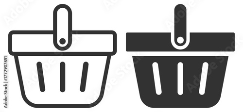 Shopping basket icon. E-commerce and retail purchase symbol on transparent background