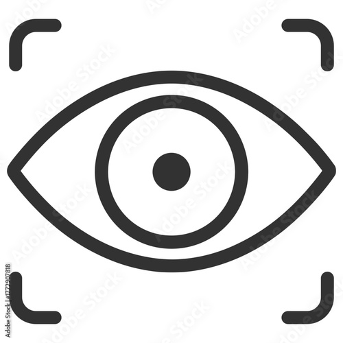Eye scan icon. Biometric recognition and access verification symbol on transparent background