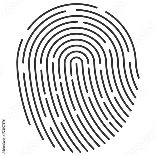 Fingerprint icon. Biometric identification and security access symbol on transparent background