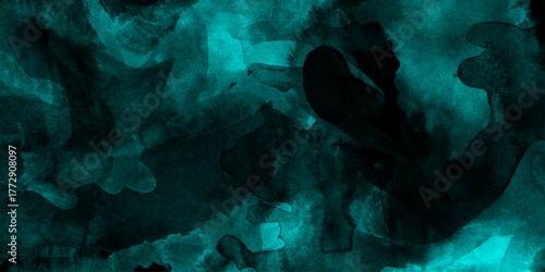 Abstract blue watercolor flowing textures  background, blue and black with liquid fluid texture, blue watercolor divorce vector Illustration, abstract watercolor wash in shades of teal and deep blue.