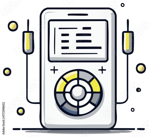 Aesthetic Cartoon Vector Illustration of Scientific Device with Cables and Detailed Interface