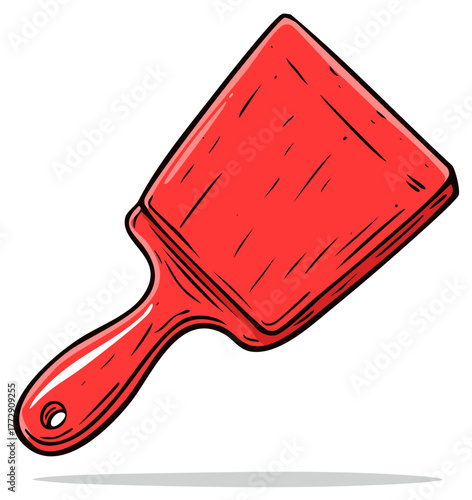Vibrant red paint scraper cartoon illustration with hand drawn style for renovation projects