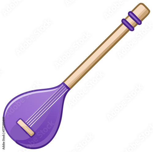 Purple Saz with Wooden Neck and Purple Rings Musical Instrument