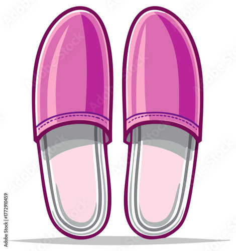 Cartoon Illustration of Pink Home Slippers
