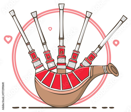 Cartoon Bagpipes in a circle element.