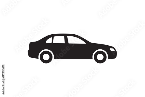 Dark Gray Sedan Car Icon Silhouette for Transportation and Automotive Graphics