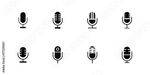 Microphone icon set. Different microphone collection. podcast icon vector. Voice vector icon, Record. Set of microphone icon symbol vector on white background . 