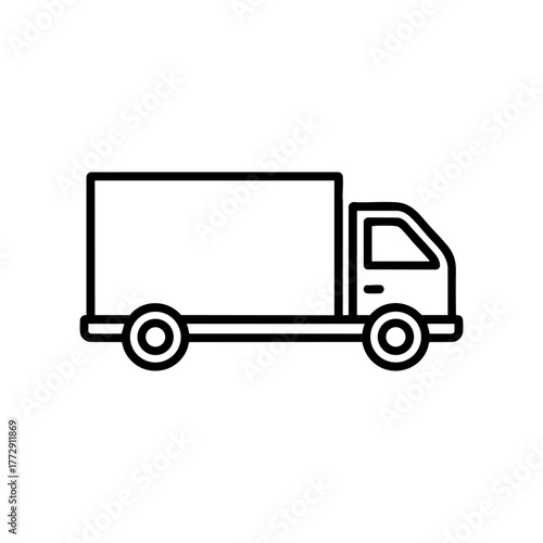 Delivery truck icon. Transportation, logistics, cargo shipping, freight, courier service, moving truck, supply chain concept. Editable stroke vector illustration.