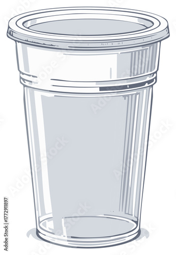 Illustration of an Empty Plastic Cup with Lid for Packaging, Food Service, Beverages
