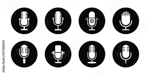 Set of Microphone Icons, Microphone icon vector set. audio illustration sign collection.   microphone logo design podcast with microphone logo. eps 10 