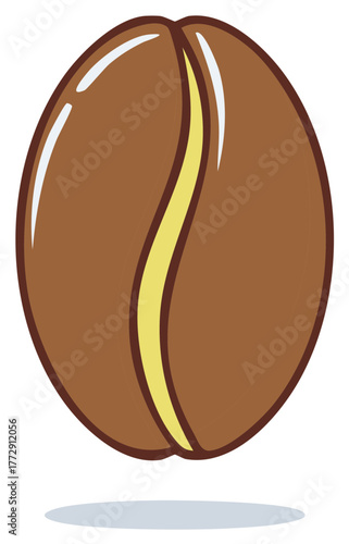 Isolated Single Coffee Bean Brown Caffeine Source Design Element