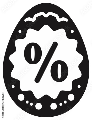 Easter sale vector icon with a percent symbol on a decorative egg for holiday promotion