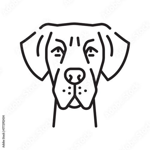great dane black line icon for digital and print projects. Dog breed.