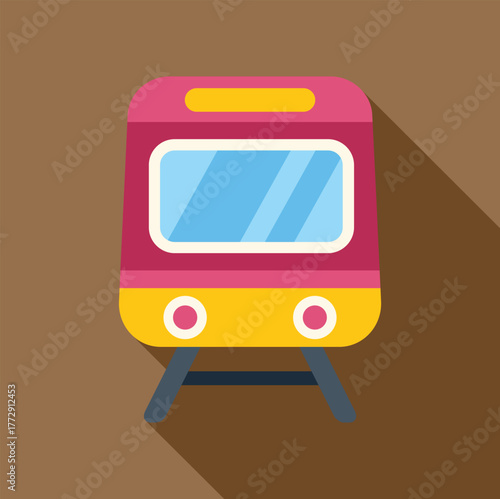 Colorful subway train arriving at station, representing urban transportation and commuting