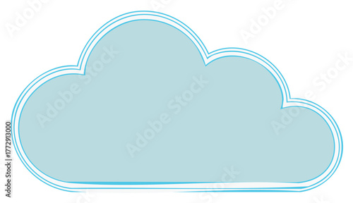 Stylized Light Blue Cloud Shape with Outer Outline and Subtle Texture