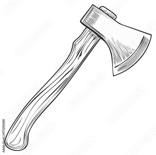 Classic wood chopping axe illustration with sturdy handle for outdoor and forestry concepts