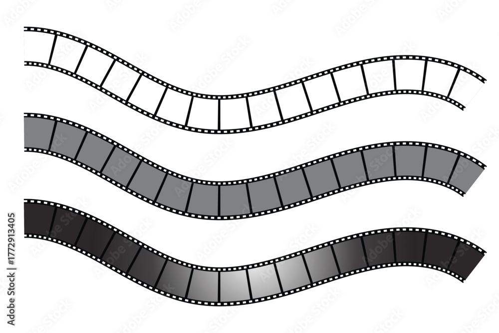 Fototapeta premium Old retro tape film video movies, Grunge vintage film strip for photo video filming . Old grunge movie film long strip set, vintage filmstrip roll frame, vector photo background. eps 10 