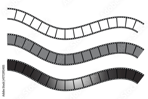 Old retro tape film video movies, Grunge vintage film strip for photo video filming . Old grunge movie film long strip set, vintage filmstrip roll frame, vector photo background.  eps 10 