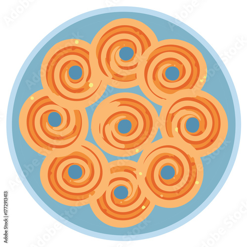 Swirl Cookies on Plate Appetizing Treat Pastry Confection Food Graphic Illustration
