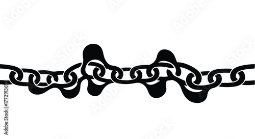 Broken chain links symbolizing weakness, disconnection, or failure