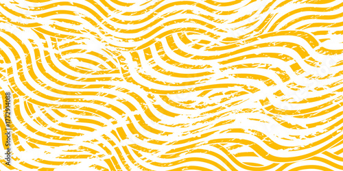 Yellow instant noodle, pasta and spaghetti texture with geometric wavy lines. Ramen, pasta vector pattern. Background abstract food illustrationmodern eps10