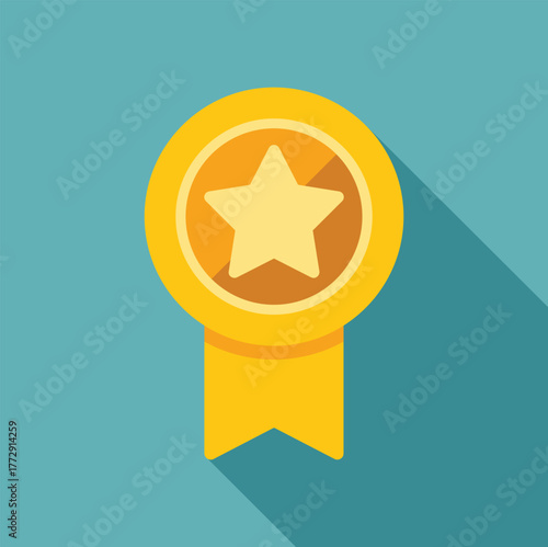 Golden award ribbon with a star symbolizing achievement, excellence, and quality, perfect for recognizing success