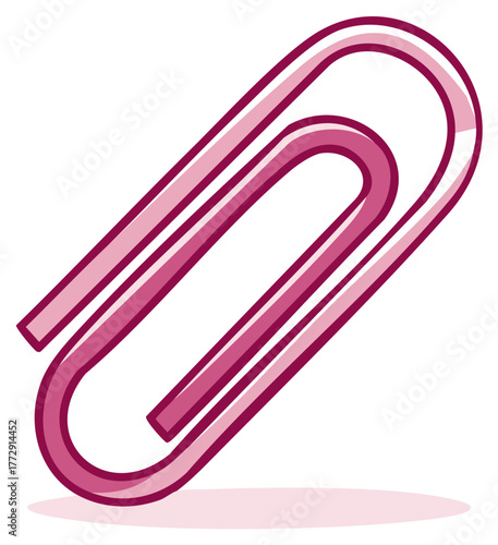 Bright pink paperclip cartoon drawing office supply accessory organization symbol