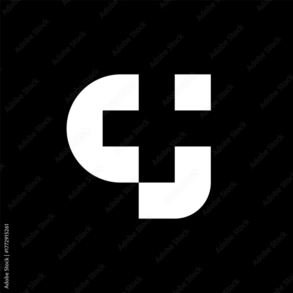 Obraz premium Letter CJ plus medical negative space logo design