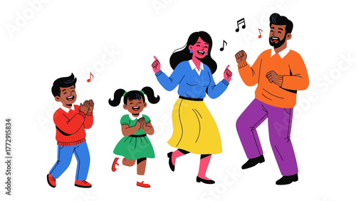 Joyful Dance: A family celebrates the joy of togetherness. Captured in a moment of pure bliss, each member moves freely to their own rhythm. 