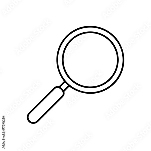 Outline of magnifying glass on transparent background