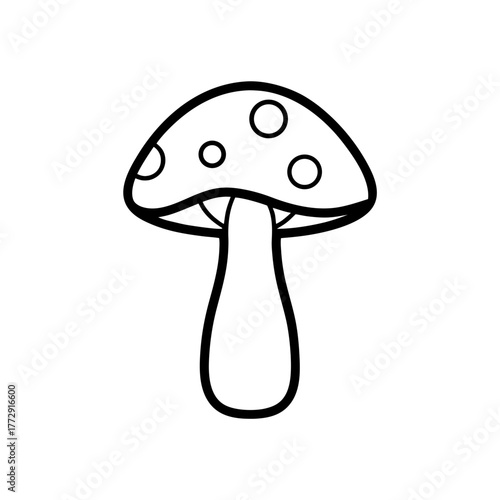 Mushroom with dots outline on transparent background