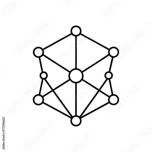 Geometric network diagram on transparent background