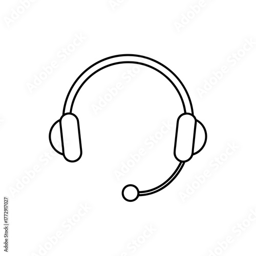 Outline of a headset mic on transparent background