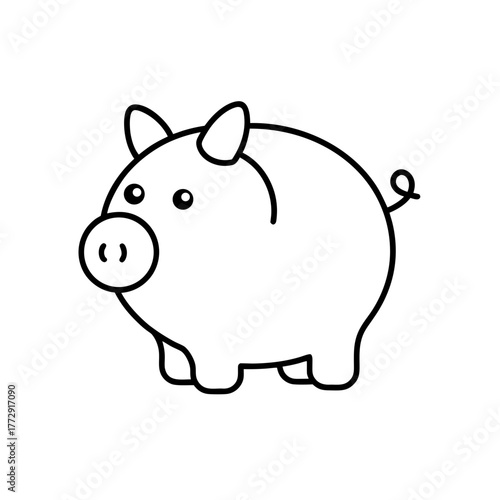Outline drawing of a pig on transparent background