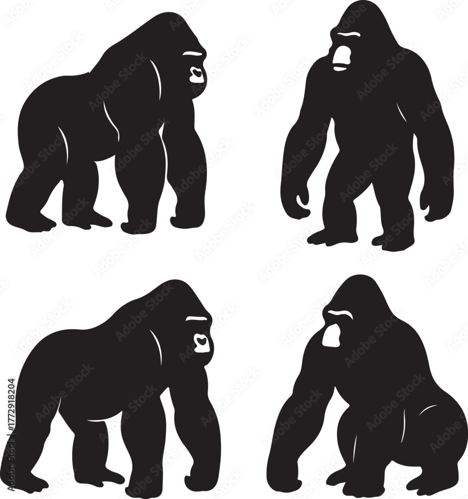 Obraz premium set of silhouette gorilla