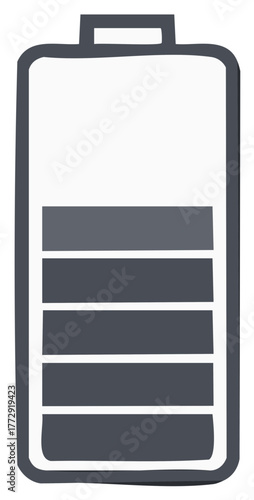Digital device battery icon graphic with medium charge status for power indication