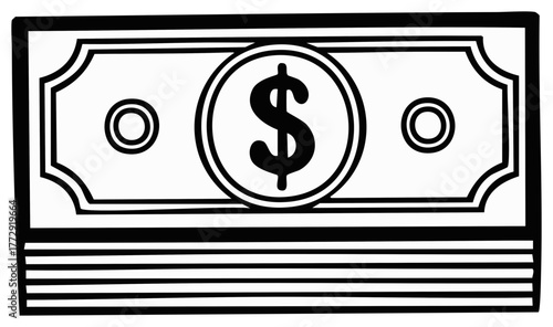 Stack of paper cash with Dollar symbol isolated money currency financial wealth economy prosperity savings