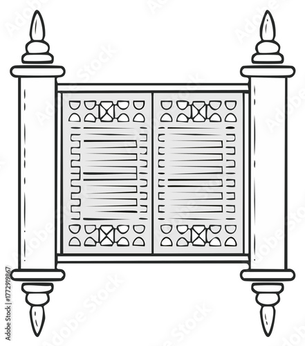 Illustration of a Jewish Torah Scroll on White Background for Heritage or Religious Use