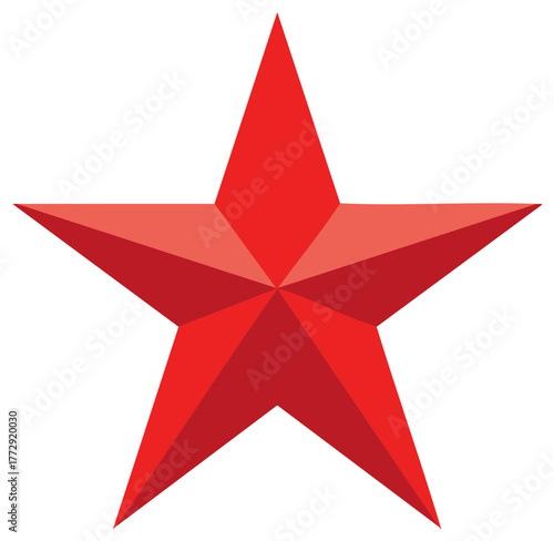 Red Star Illustration: 3D Rendered Five-Pointed Geometric Icon