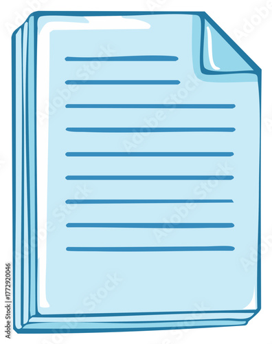 Stack of paper documents with curled corner cartoon vector illustration