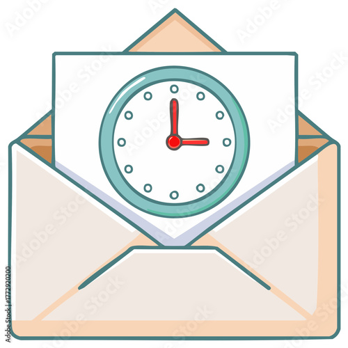 Envelope with Clock Inside Illustrating Time Sensitive Mail Communication