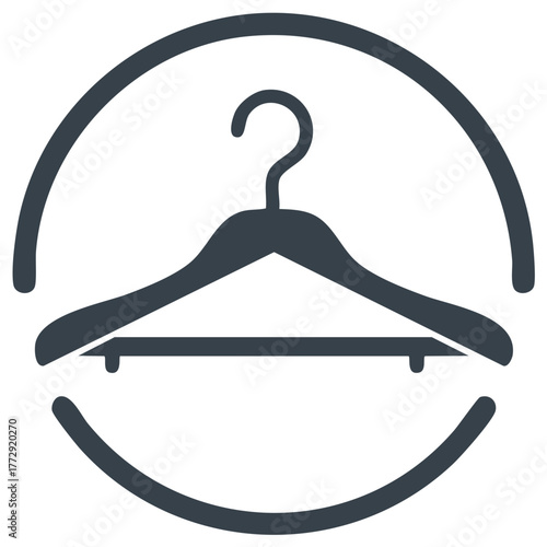 Vector Icon of a Clothes Hanger in a Circle Frame for Fashion or Laundry