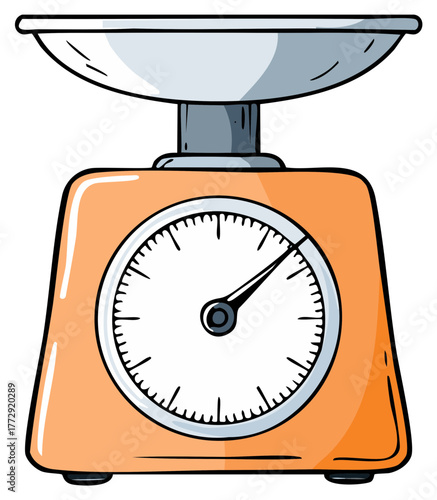 Hand drawn retro kitchen scale for measuring ingredients cartoon illustration