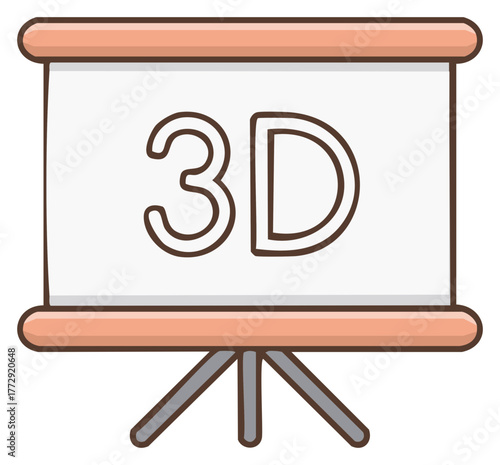 Cartoon Presentation Board Showcasing 3D Text for Business and Design