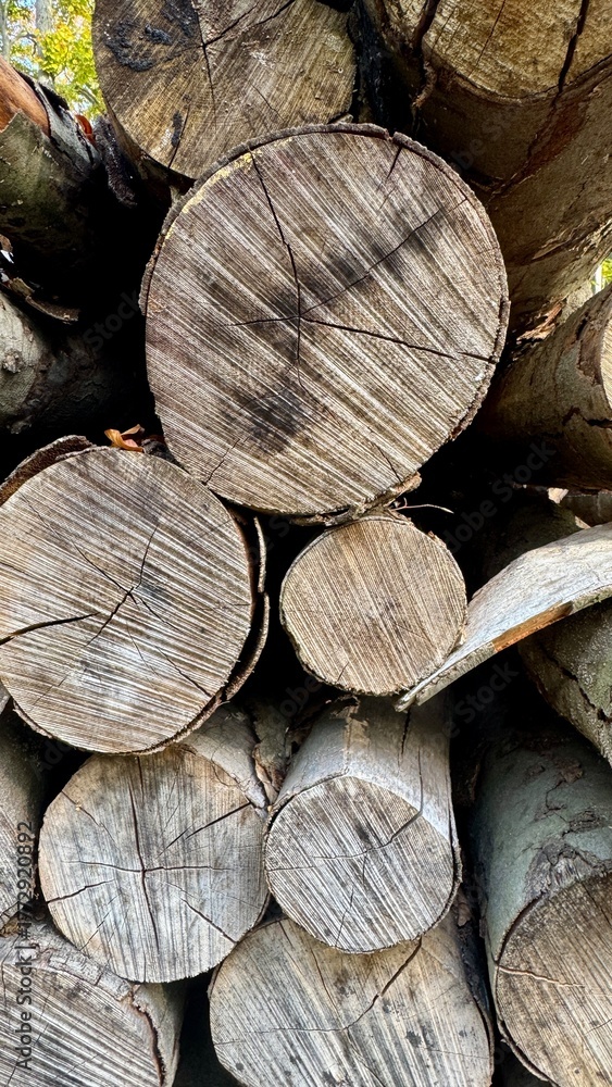Fototapeta premium firewood stacked in the forest