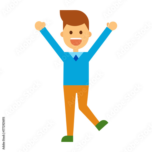 startup founder character cheering success 