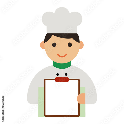 cartoon avatar of chef holding menu board